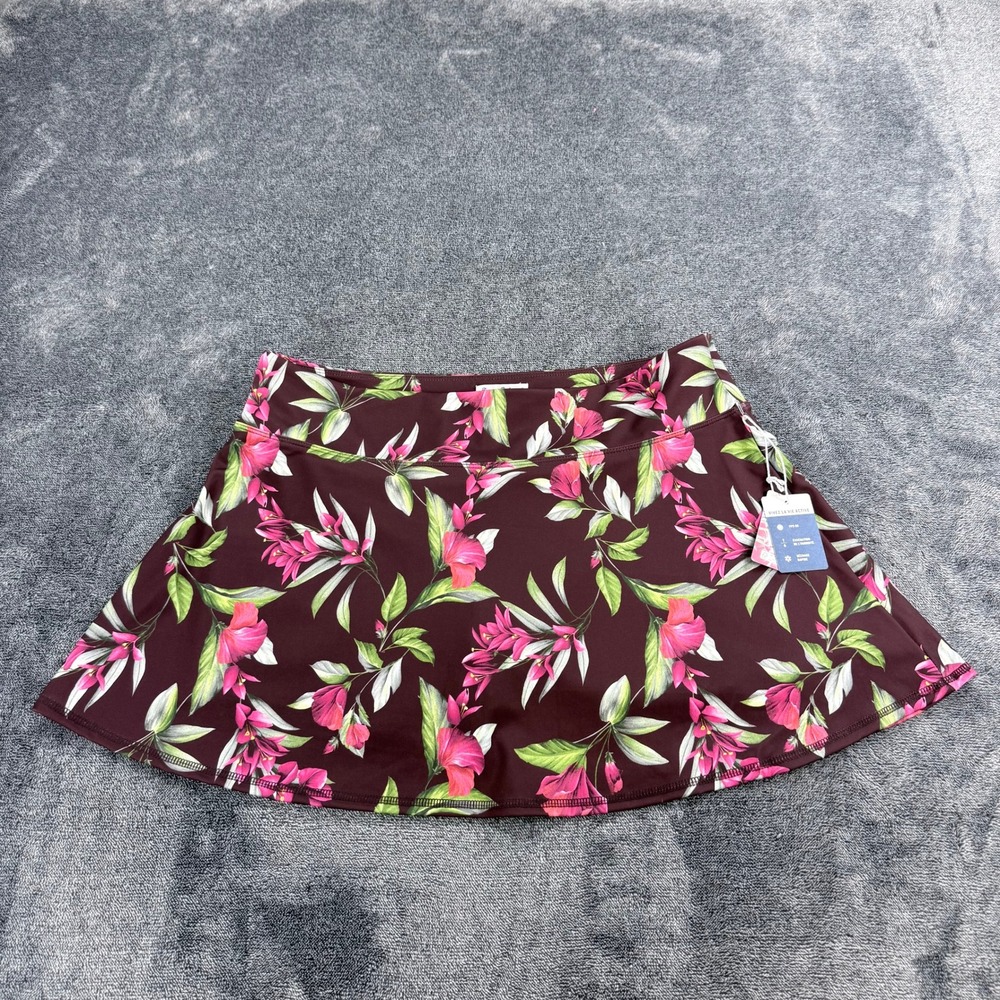 Tommy Bahama Everyday Active Floral Skort Burgundy XL UPF 50 Pocket